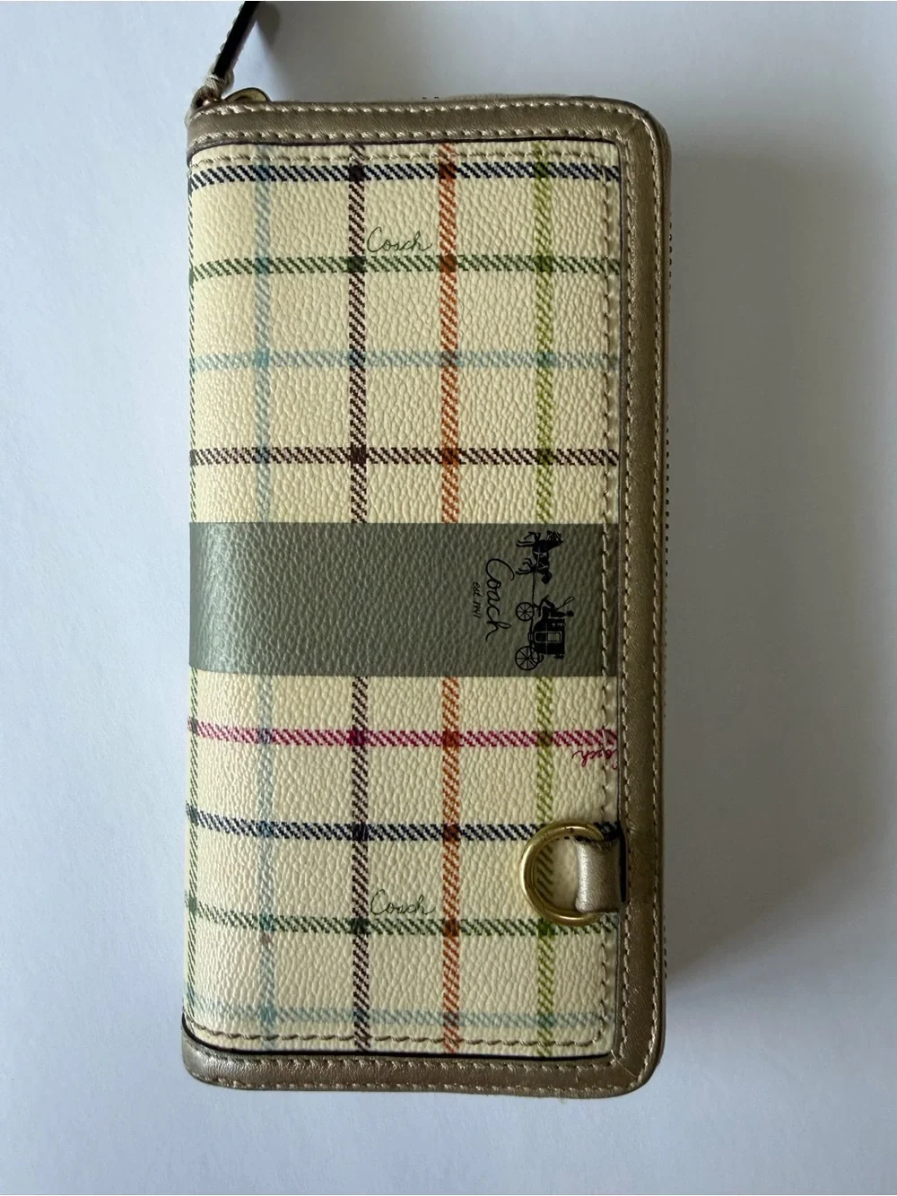 Vintage 2008 Coach 13040 Heritage Stripe Tattersall Plaid Satchel Wallet 3PC Set